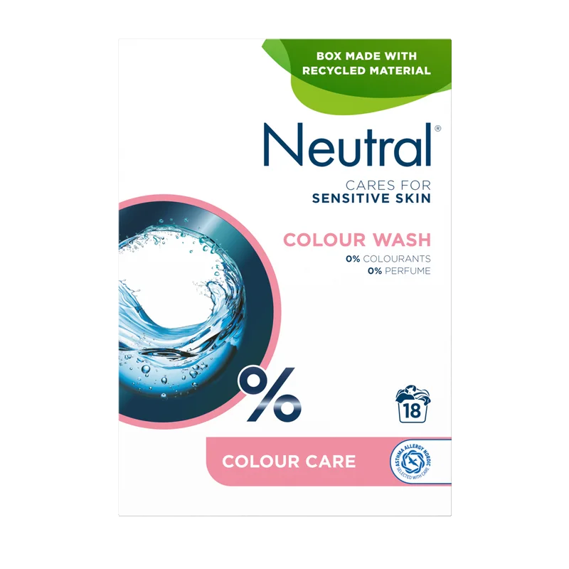 Neutral parfumvrij waspoeder Kleur 4 x 18 wasbeurten