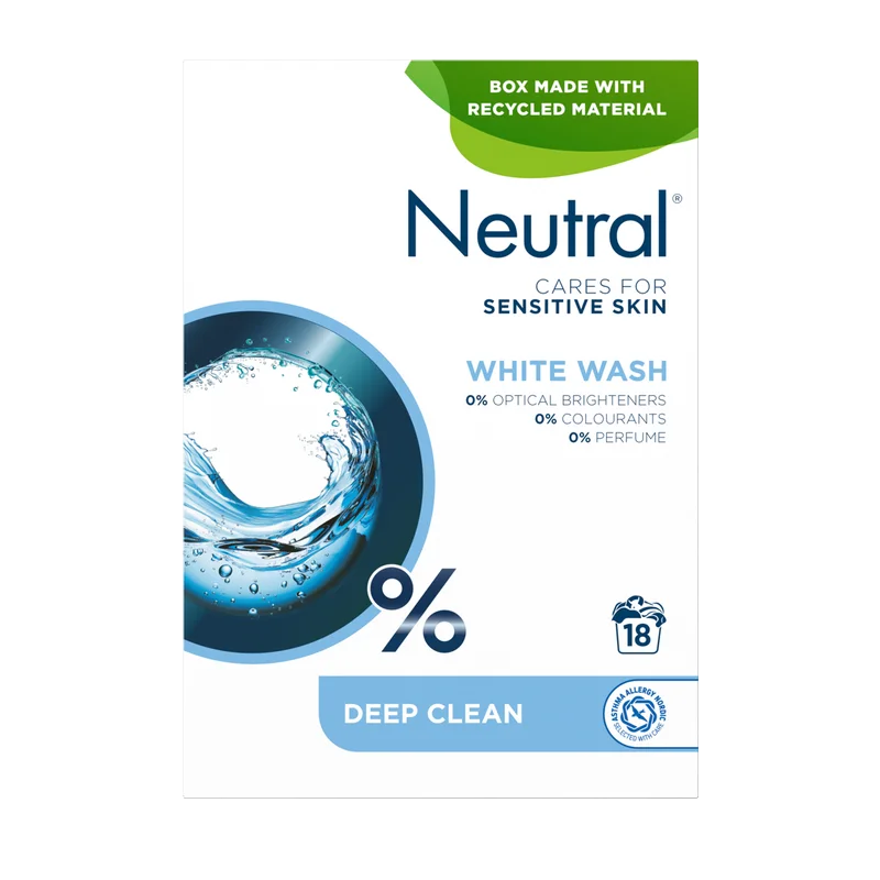 Neutral parfumvrij waspoeder Wit 4 x 18 wasbeurten